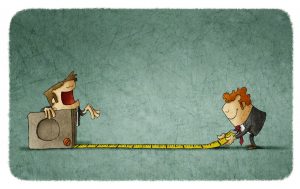 businessmen with a tape measure